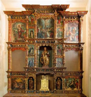  El Retablo de Santa Catalina, Una Visión Mística en Oro y Azul